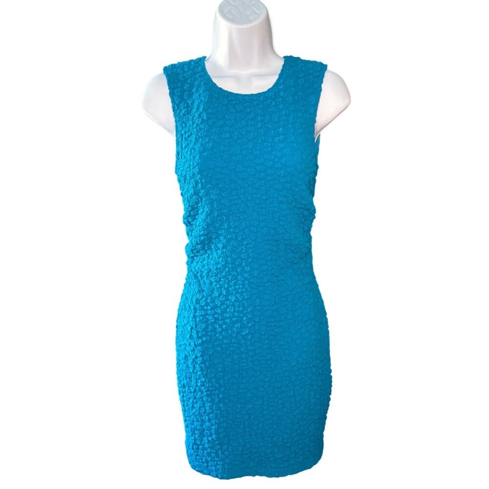 Anthropologie Textured Mini Shift Dress Blue, XS and L NEW - Picture 3 of 7